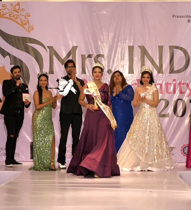 Nisha Pradhan crowned as Mrs.INDIA My Identity Runner Up 2022 and also bestowed with Sib title Iron Lady